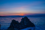 Sunset lake Baikal